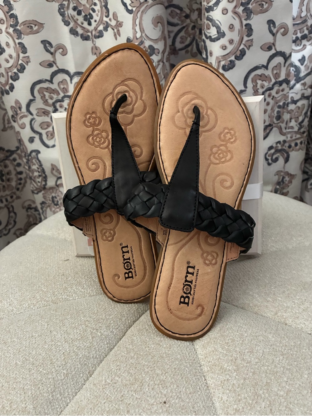 Born Black Braided Thong Sandals